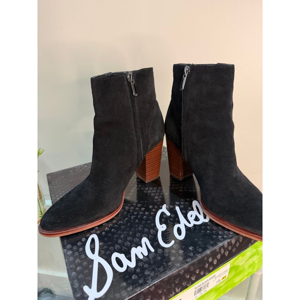 Sam Edelman Blake Black Suede Ankle Booties Size 7.5 EUC - Picture 5 of 9